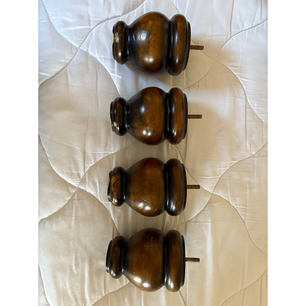 WOOD FURNITURE FEET Tavern Burnt Umber Set of 4 Sofa Nightstand Ottoman Cabinet